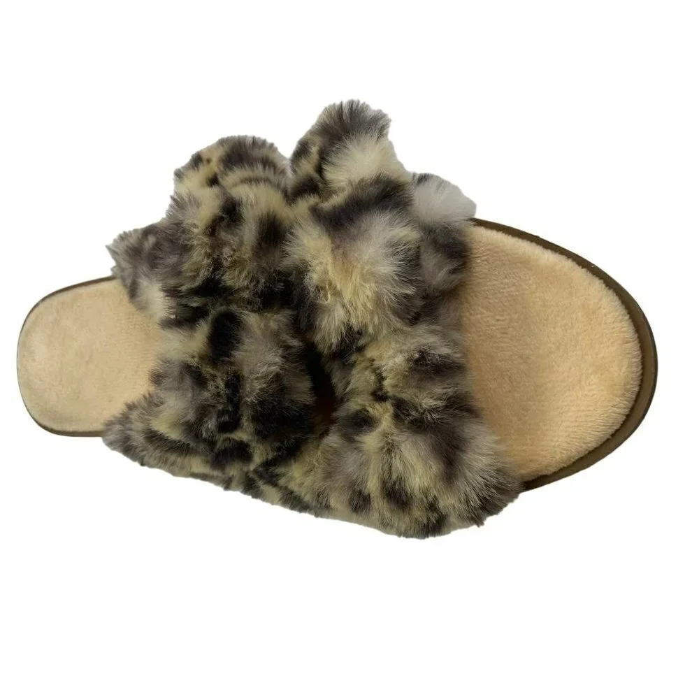 Loft Cheetah Faux Fur‎ Buckle Slippers Size M 7 - 8